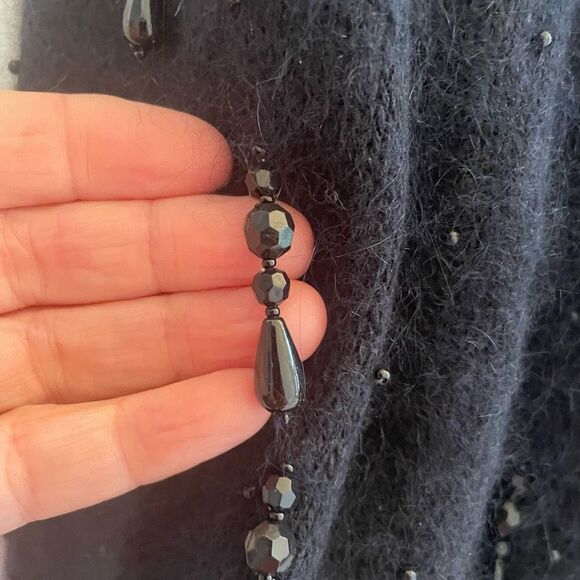 Vintage Malina Wong Black Beaded Wrap Sweater Angora Women’s German Sz 42 US 10 - Picture 3 of 5